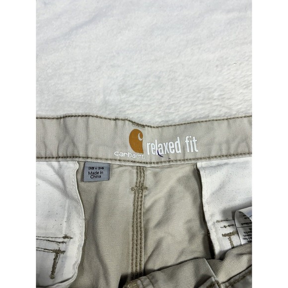 Carhartt Relaxed Fit Men's Size 38x33 Canvas Biege Tan Cargo Pants 100272-232 - Picture 3 of 12